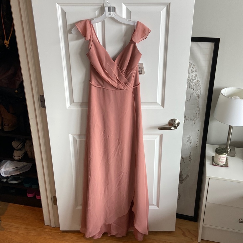 Ruffle Spaghetti Strap Chiffon Bridesmaid Dress